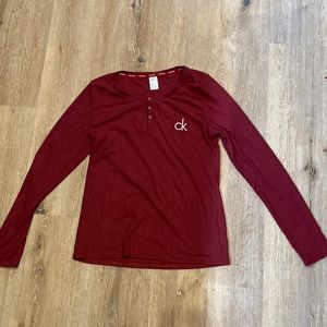 calvin klein maroon pajama shirt